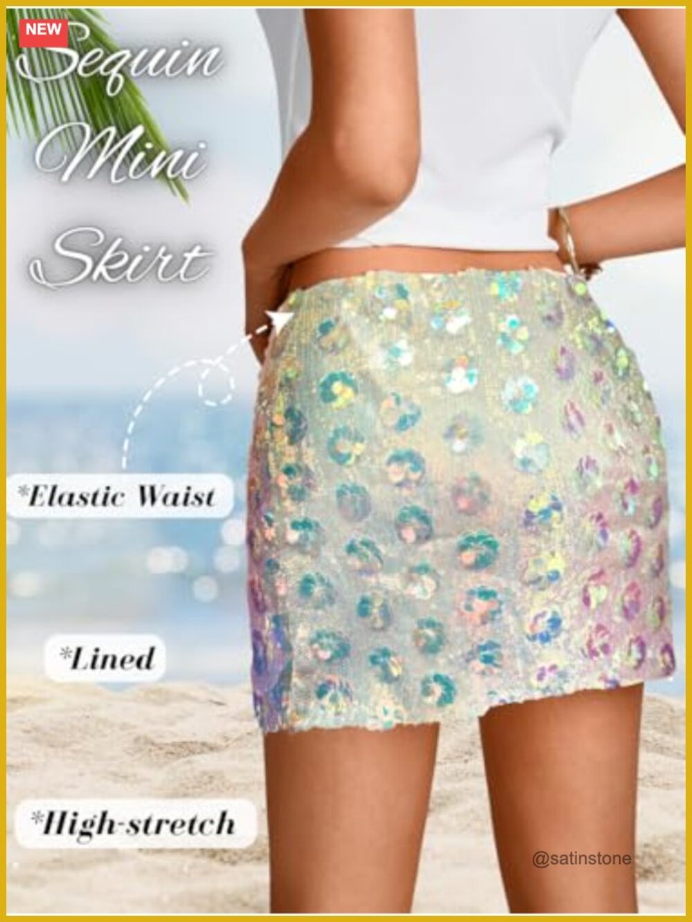 Sequin Mini Skirt Low Rise Bodycon Sparkly Disco Party Concert - Picture 2 of 6